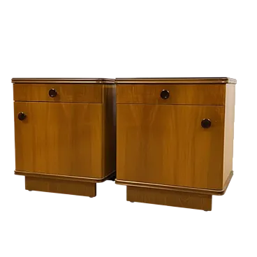 Coppia di comodini retrò in legno impiallacciato, anni '60