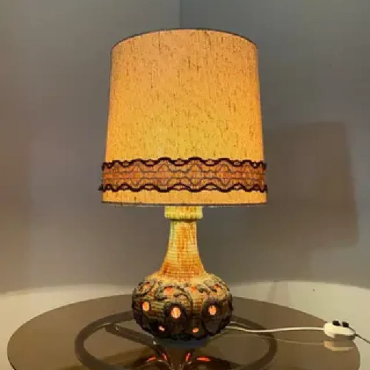 Lampada da tavolo in ceramica retrò, Studio Design, anni '70 2