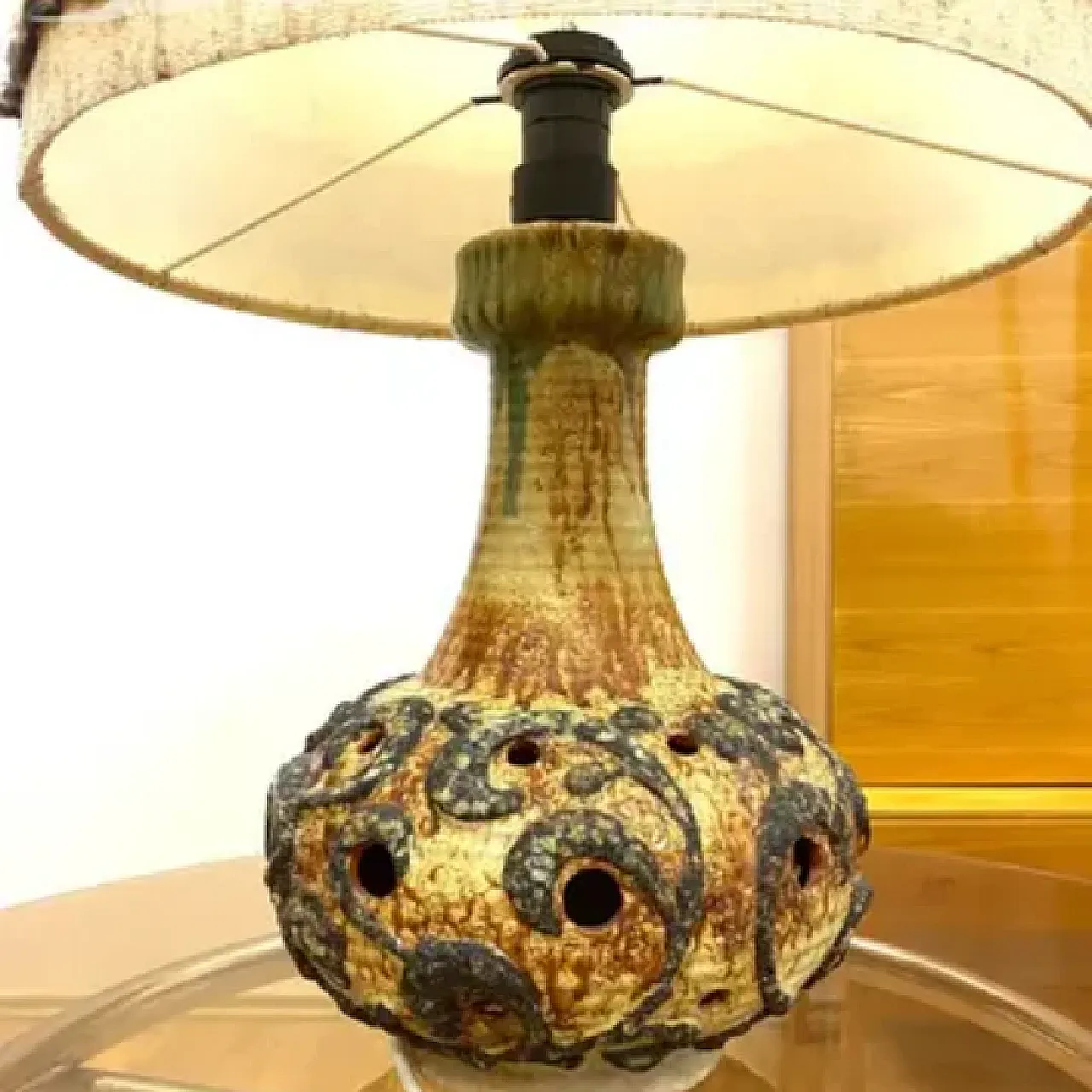 Lampada da tavolo in ceramica retrò, Studio Design, anni '70 3