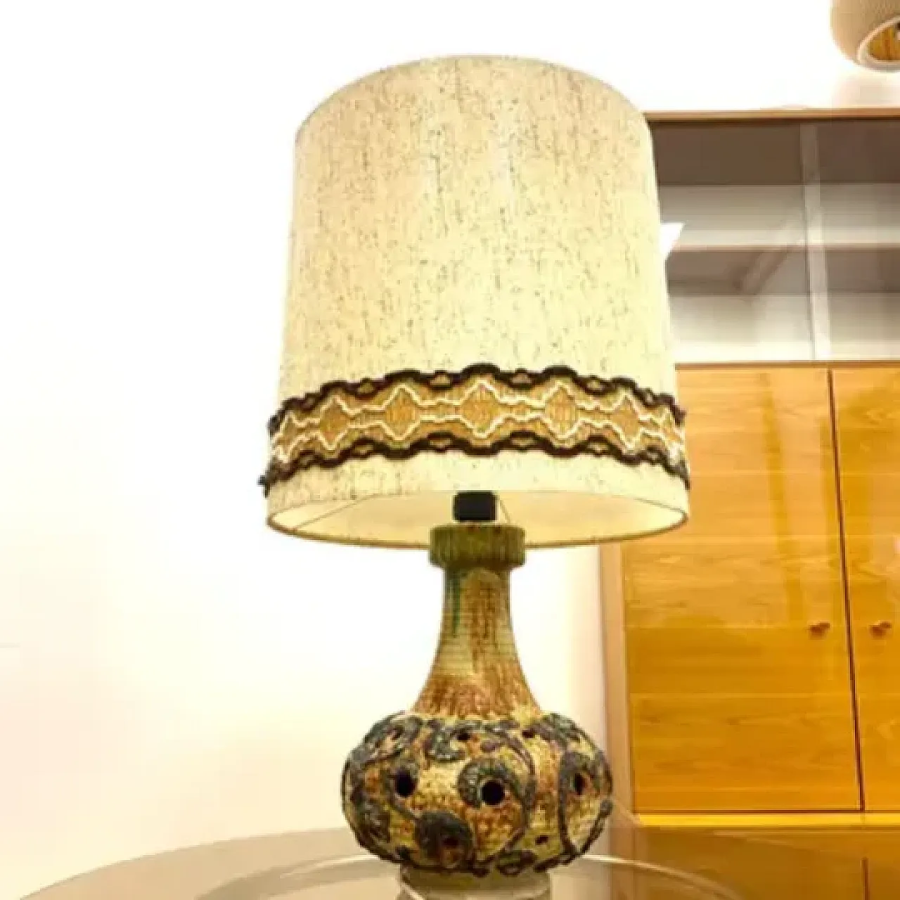 Lampada da tavolo in ceramica retrò, Studio Design, anni '70 4