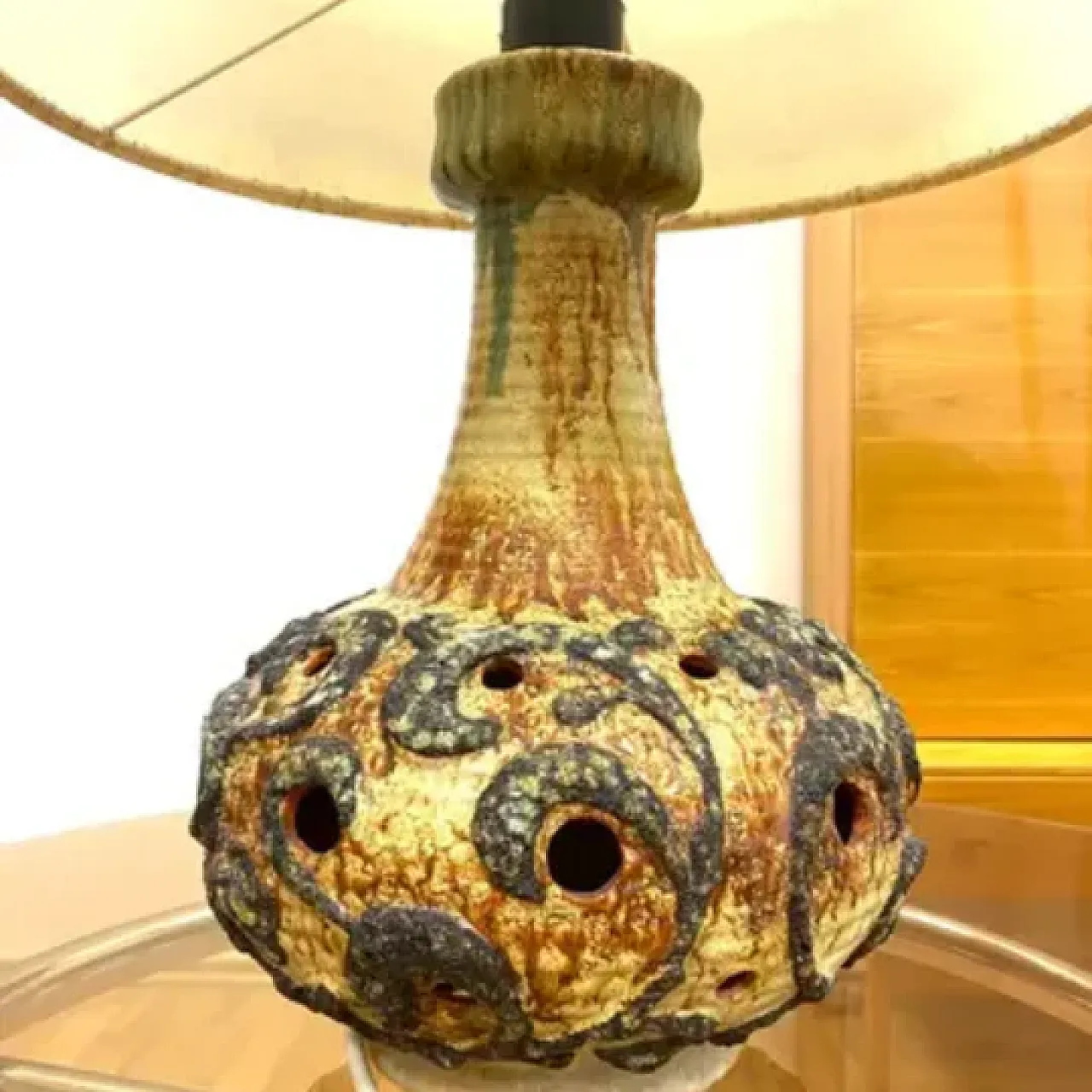 Lampada da tavolo in ceramica retrò, Studio Design, anni '70 5
