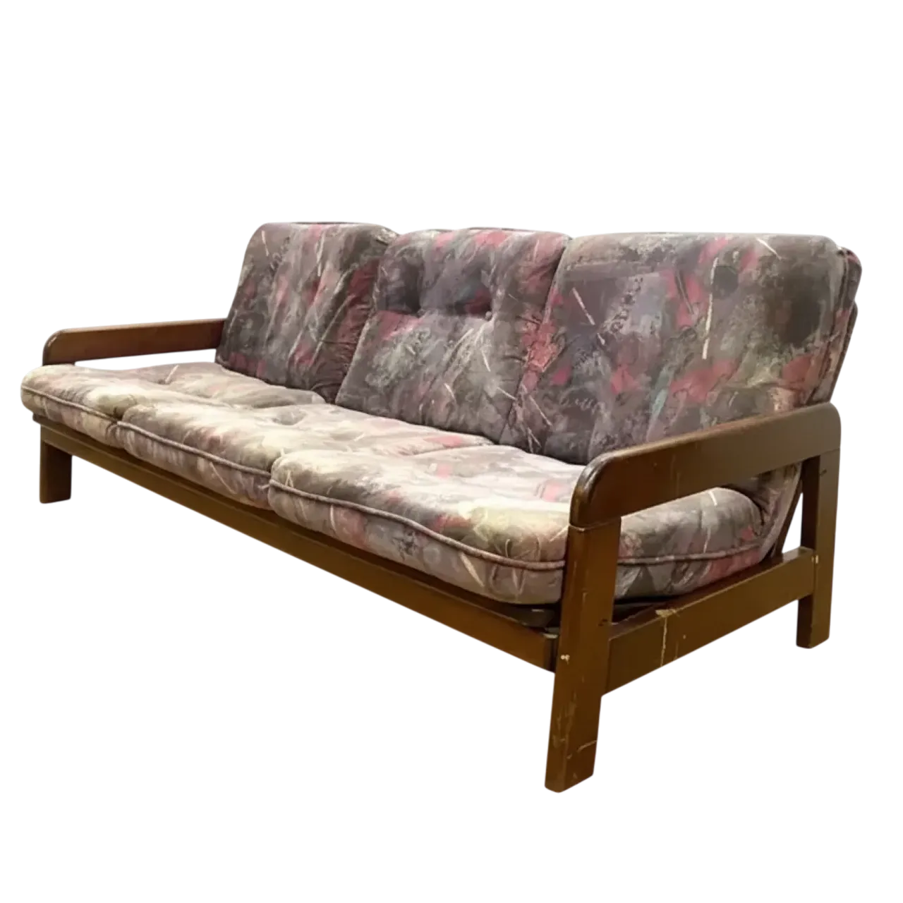 Divano retrò con struttura in legno massello, anni '70 10