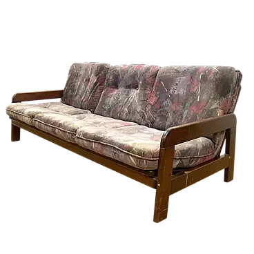 Divano retrò con struttura in legno massello, anni '70