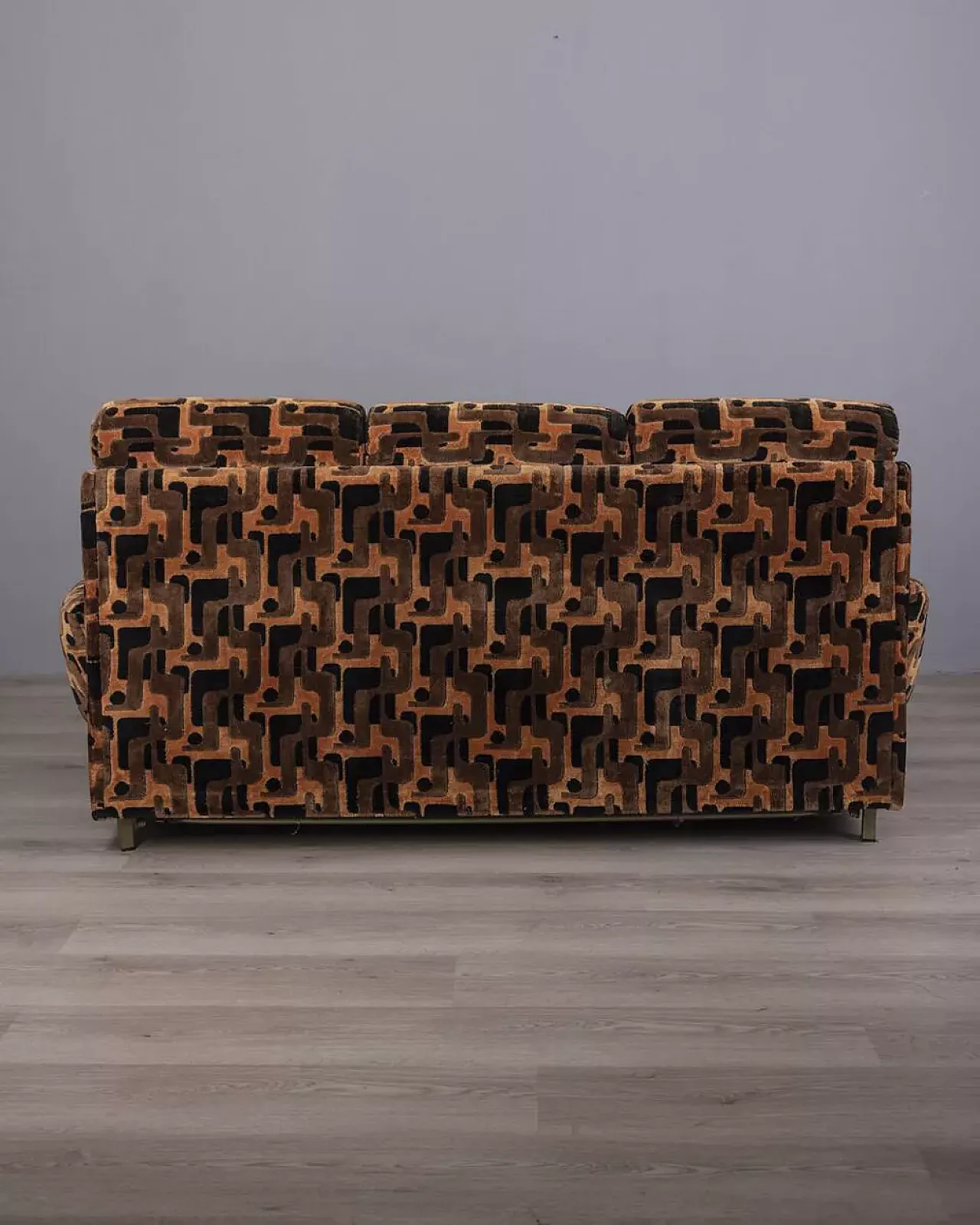 Divano a tre posti in velluto multicolore, anni '70 8