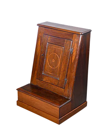 Inginocchiatoio in noce intarsiato con anta e scomparto, '800