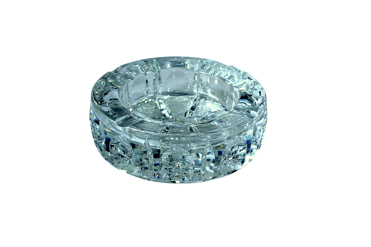 Posacenere rotondo Art Déco in vetro cristallo al piombo, anni '30 7