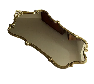 Specchio da parete con cornice in ottone, anni '50