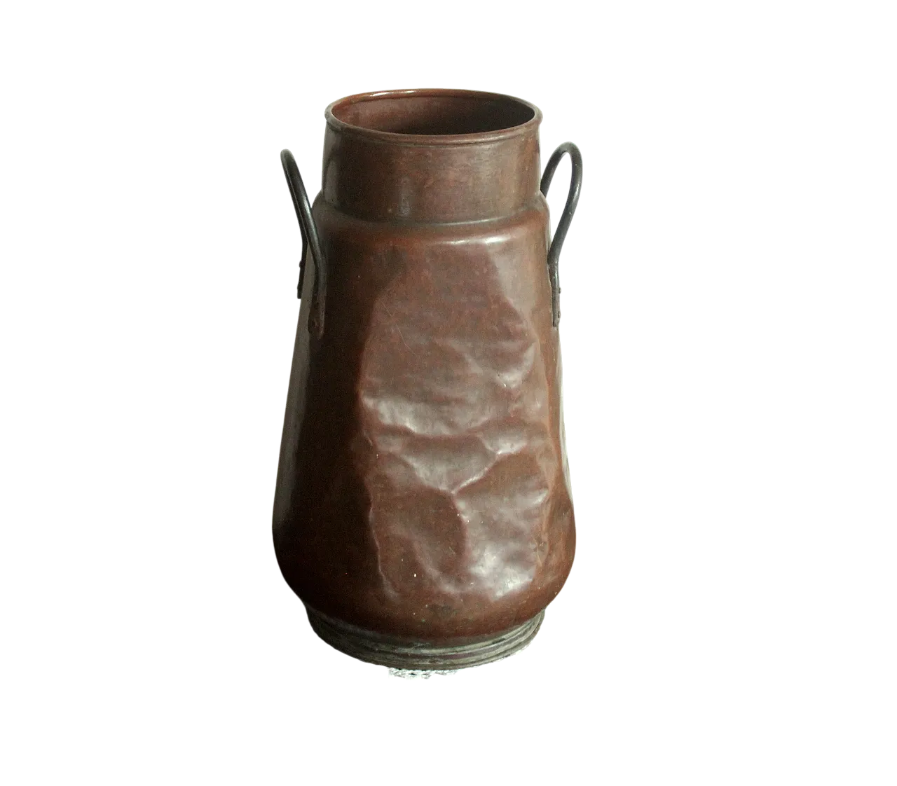 Hammered copper umbrella stand with metal handles, 70s 10