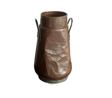 Portaombrelli in rame martellato con manici in metallo, anni '70