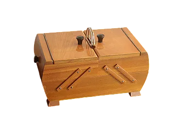 Cestino da cucito pieghevole in legno, anni '60