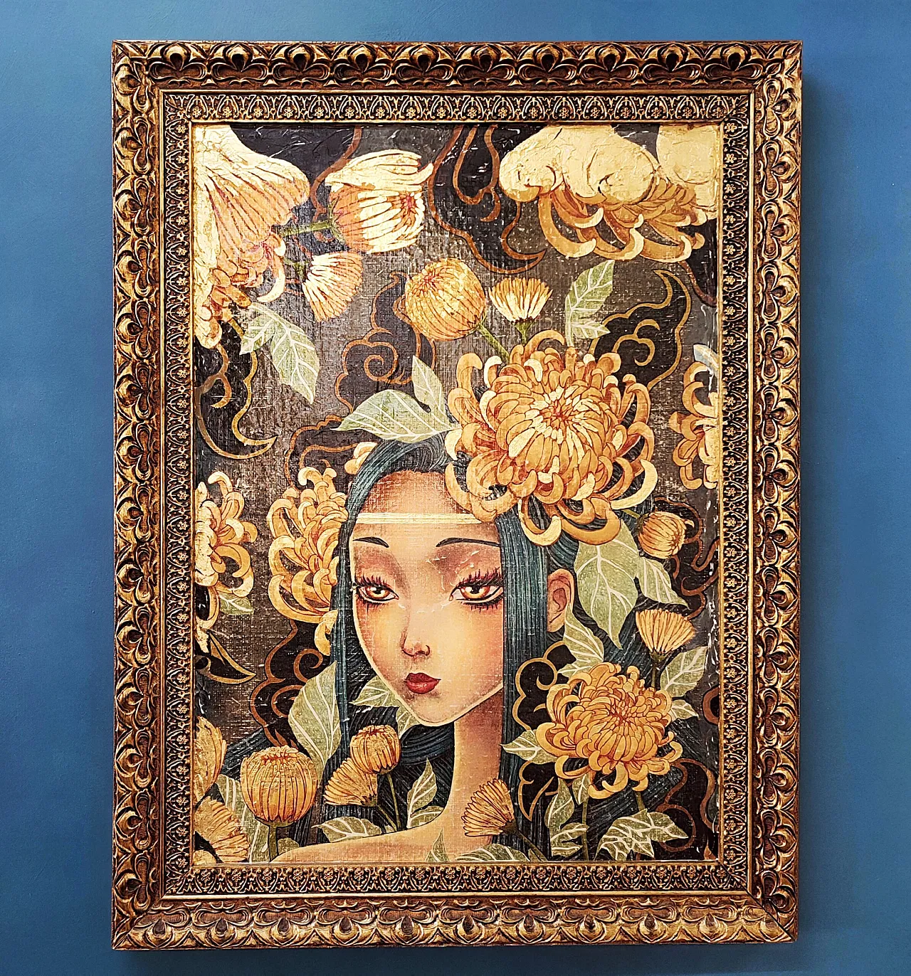 Nippon decorative painting in mixed media on canvas, 20th century 1