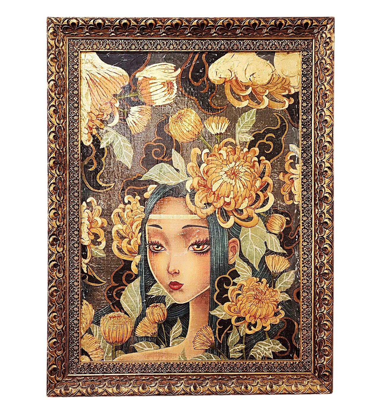 Nippon decorative painting in mixed media on canvas, 20th century 2