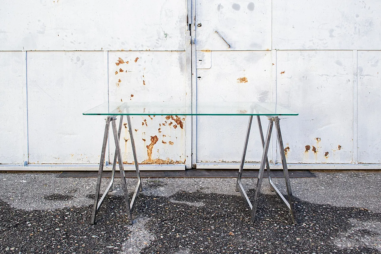 Tavolino in acciaio cromato, anni '70 1