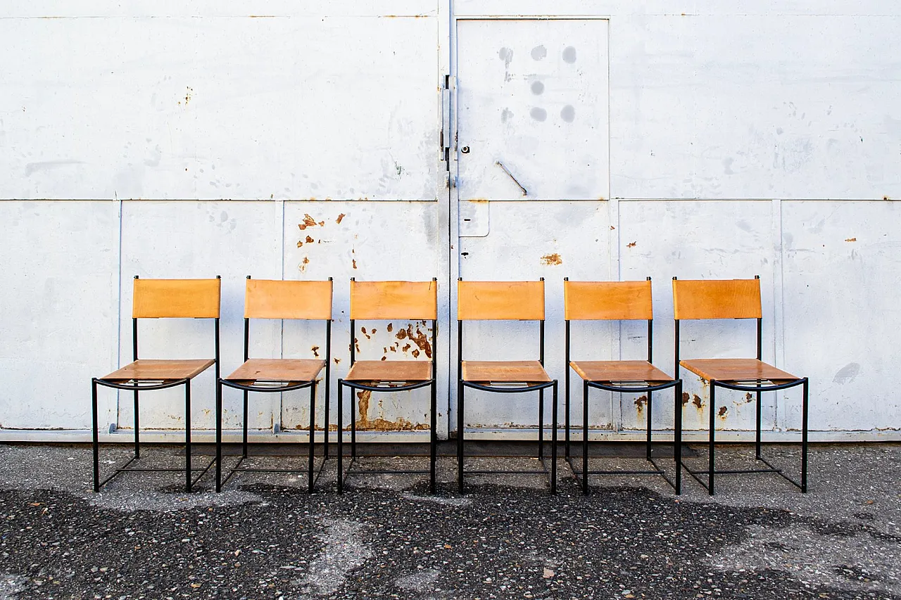 Sedie spaghetti con sedili in pelle di Giandomenico Belotti per Alias, Italia, 1979, set di 6 1