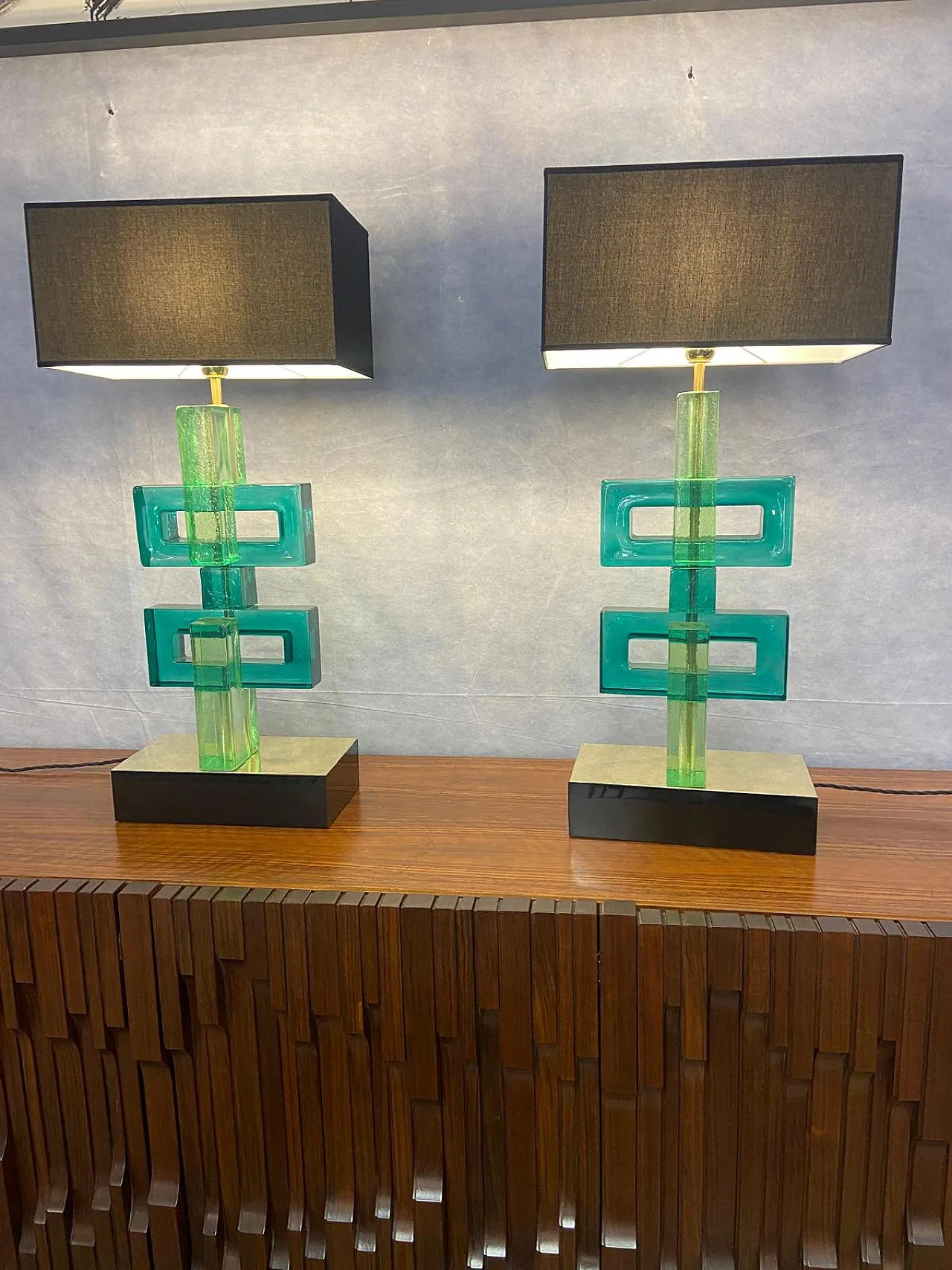 Coppia di lampade in vetro di Murano, anni '70 2