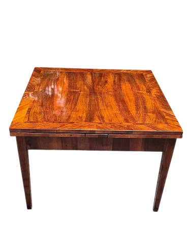 Tavolo allungabile a tiro lastronato noce e filettato, metà '800