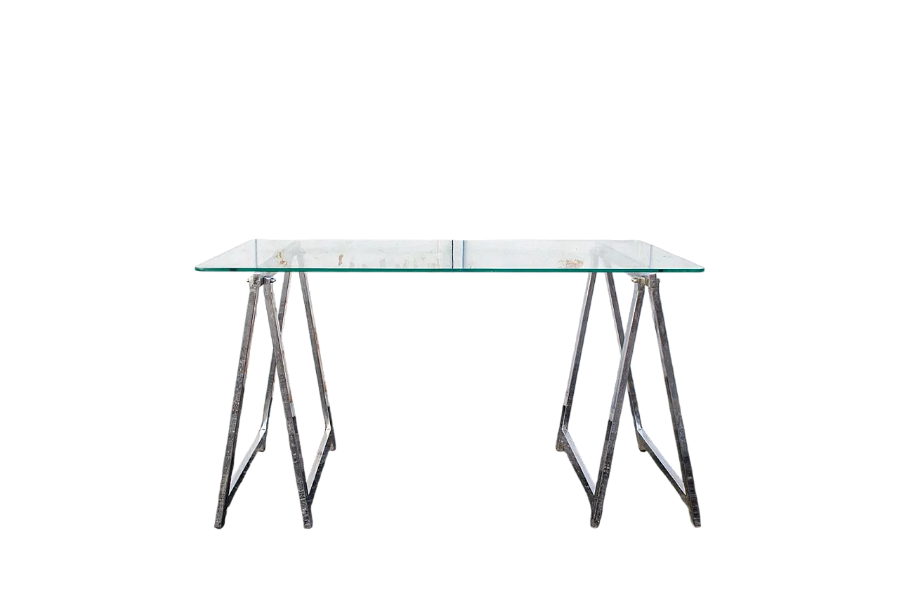 Tavolino in acciaio cromato, anni '70 5