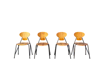 4 Sedie di Aurelio Villari per Isa Bergamo, anni '50