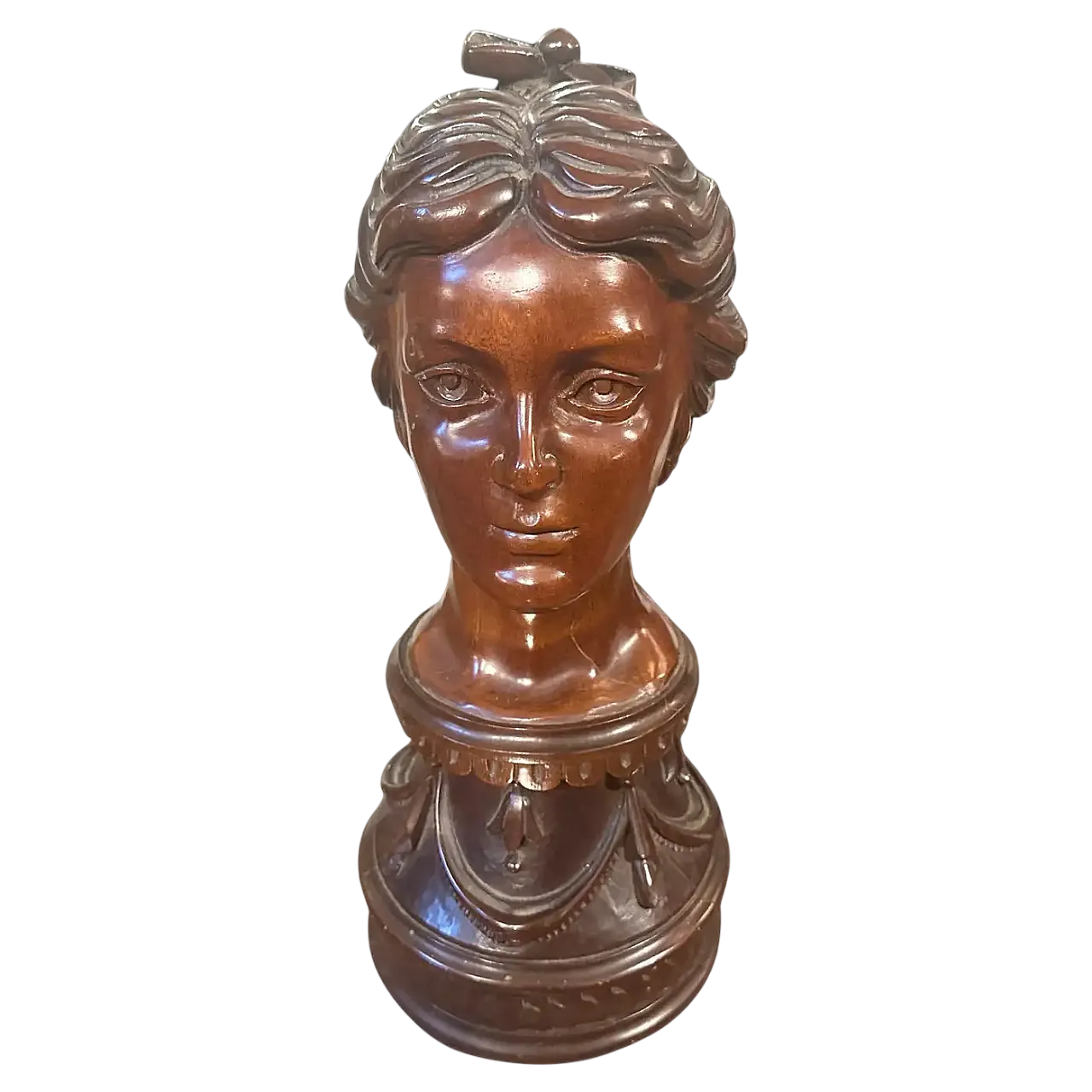 Busto di giovane donna, scultura in legno, primo '900 16