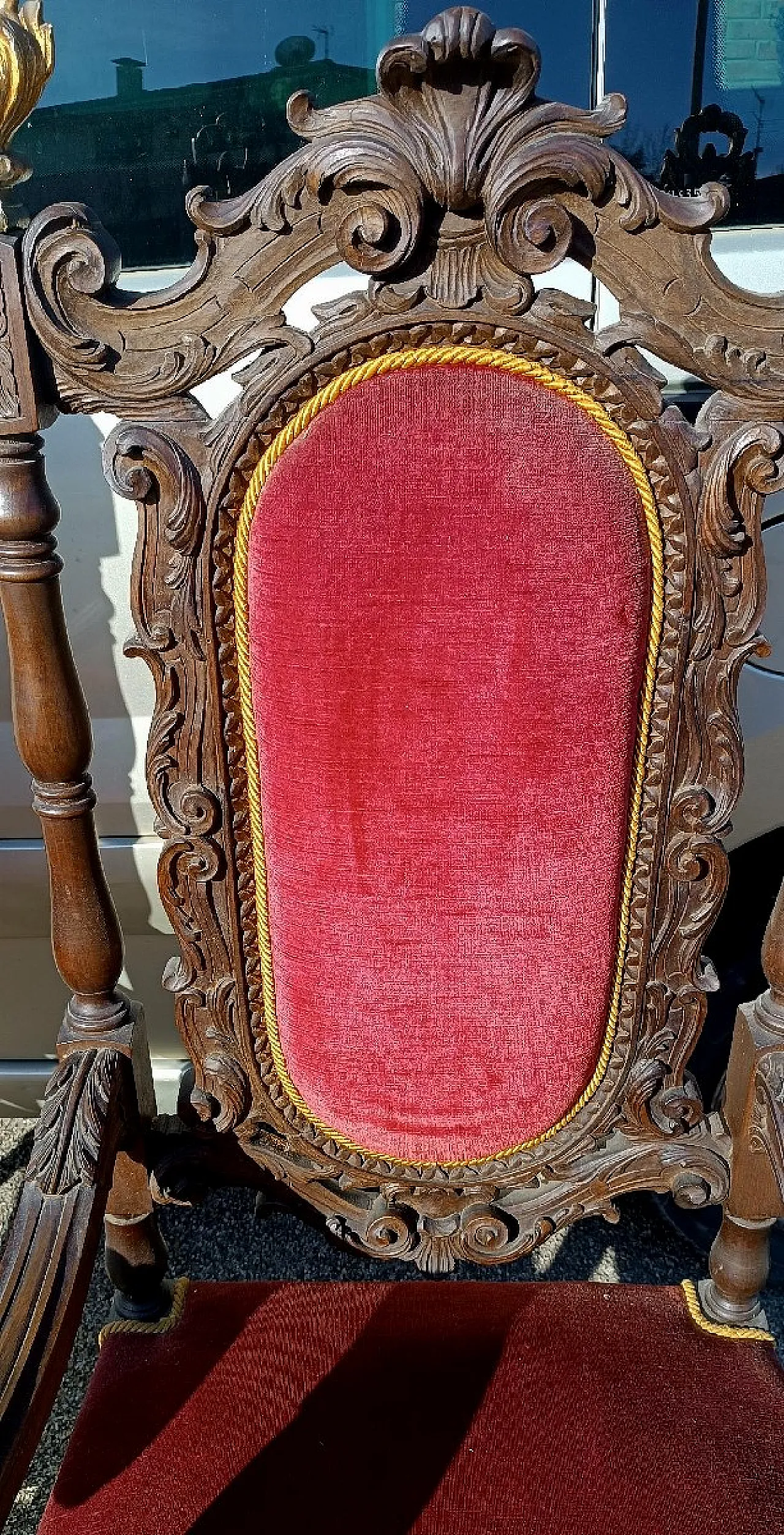 Pair of walnut-carved armchairs, 19th century 6