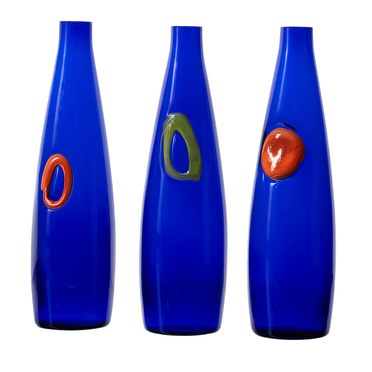 3 Vasi in vetro blu, anni '70 6
