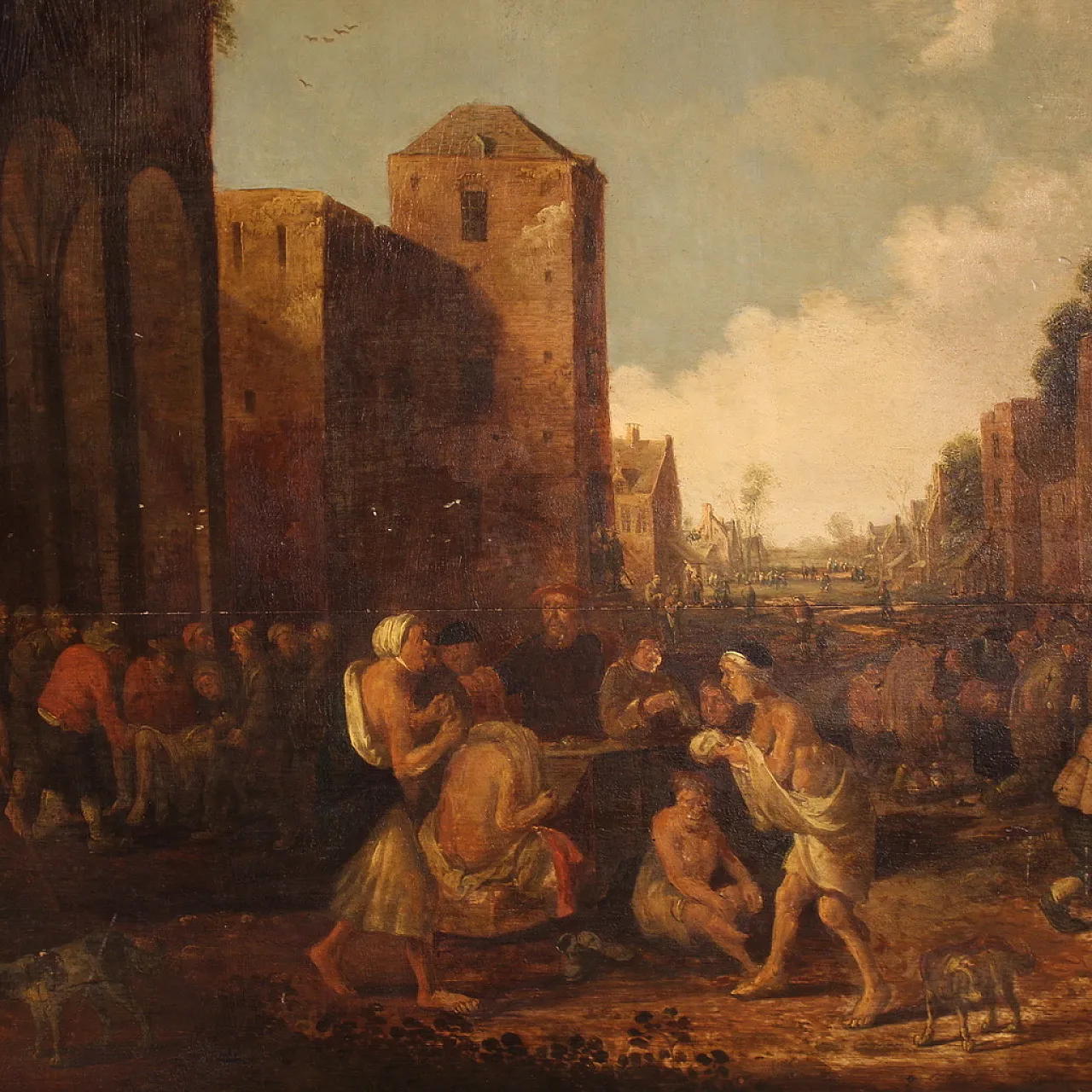 Flemish painting on panel signed Droochsloot and dated, 1646 4