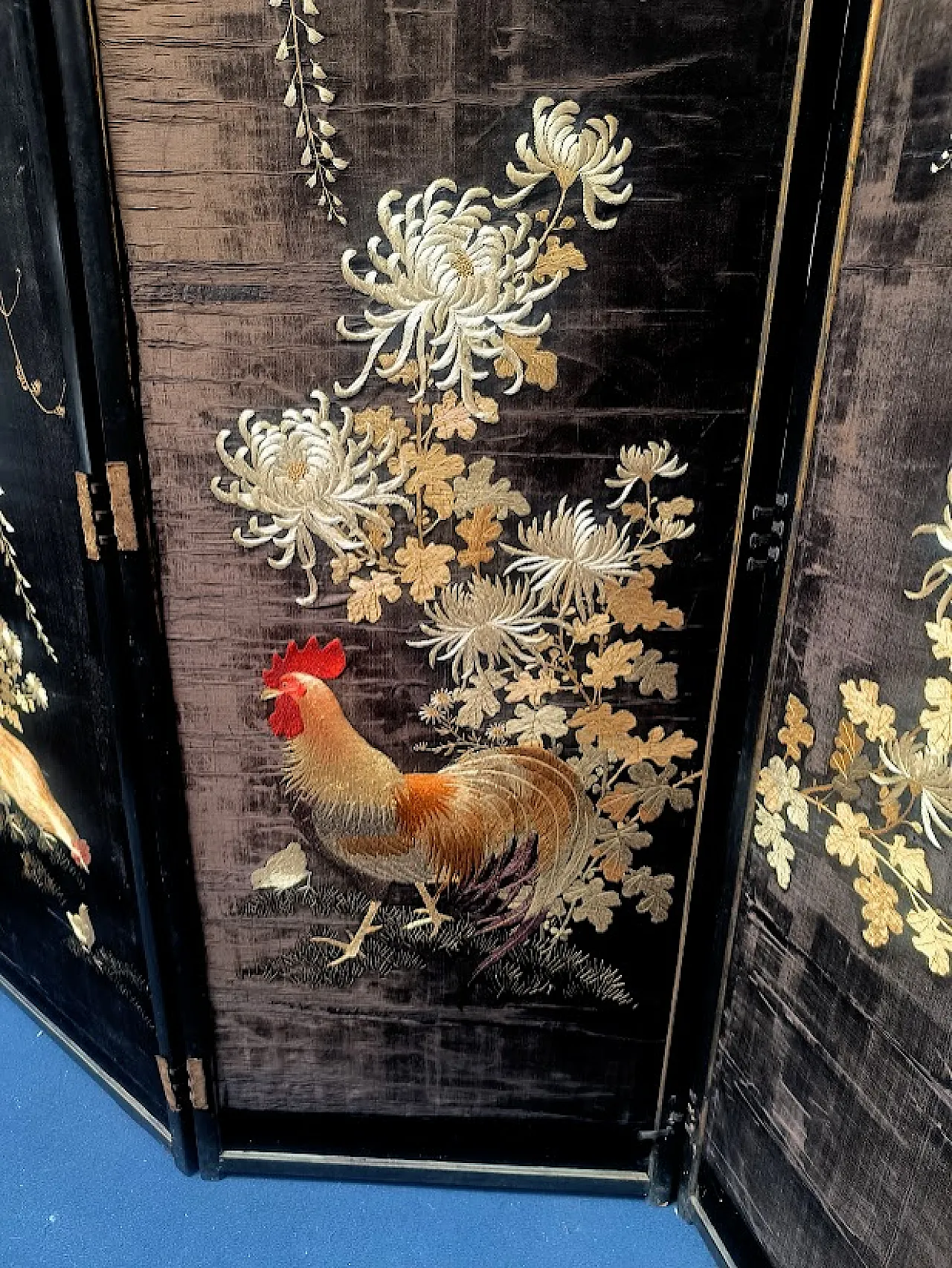 Paravento GIAPPONE in legno, ricamato in seta, '800 17