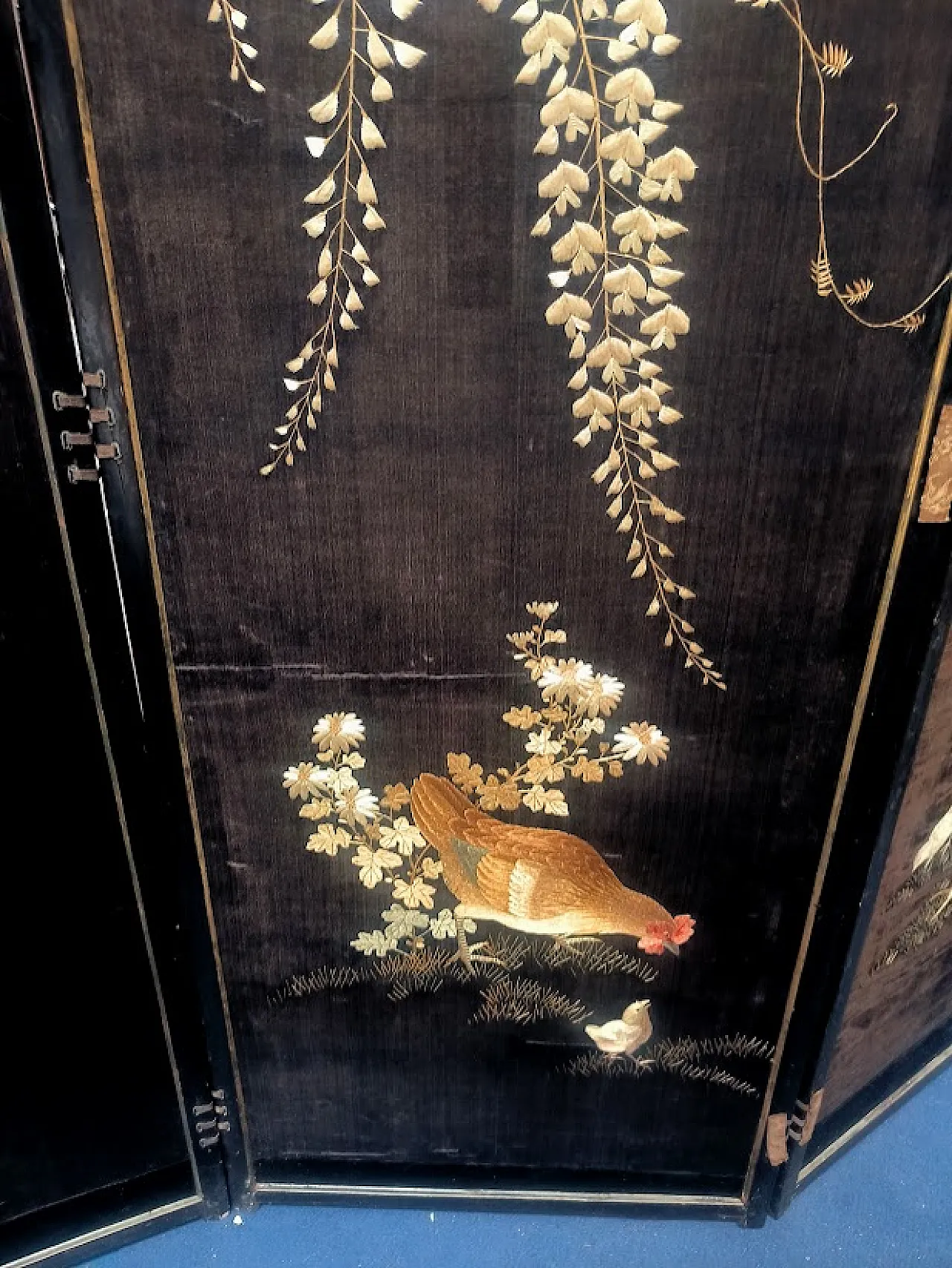 Paravento GIAPPONE in legno, ricamato in seta, '800 18