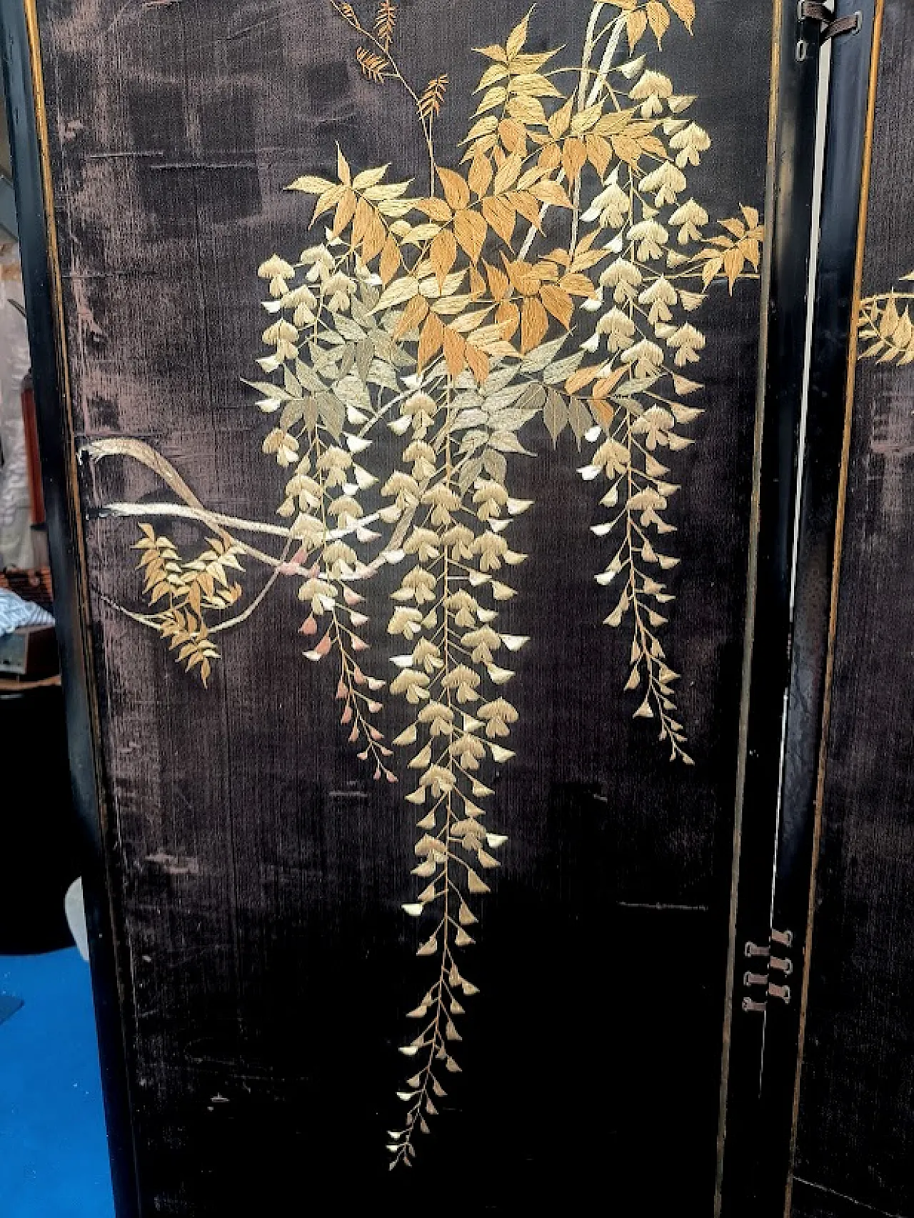 Paravento GIAPPONE in legno, ricamato in seta, '800 20