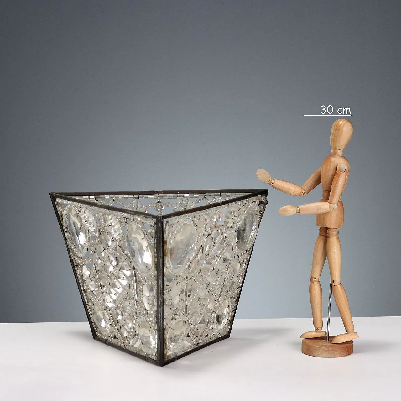 4 Paralumi triedro in vetro di Murano e metallo, '900 2