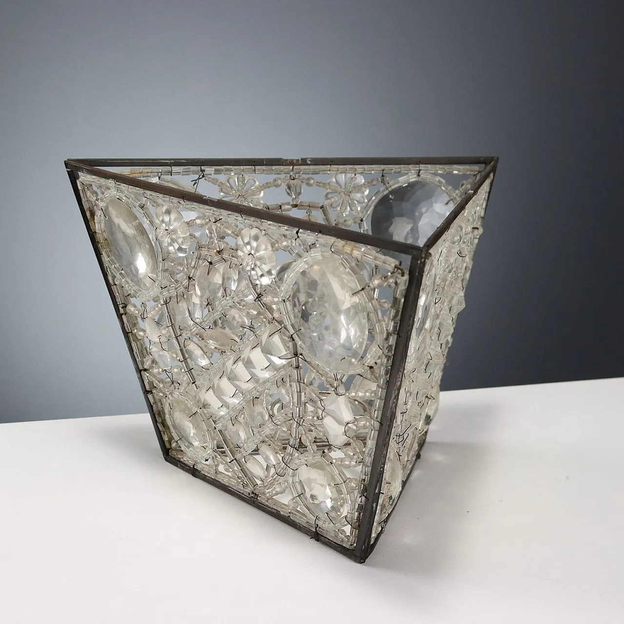 4 Paralumi triedro in vetro di Murano e metallo, '900 3