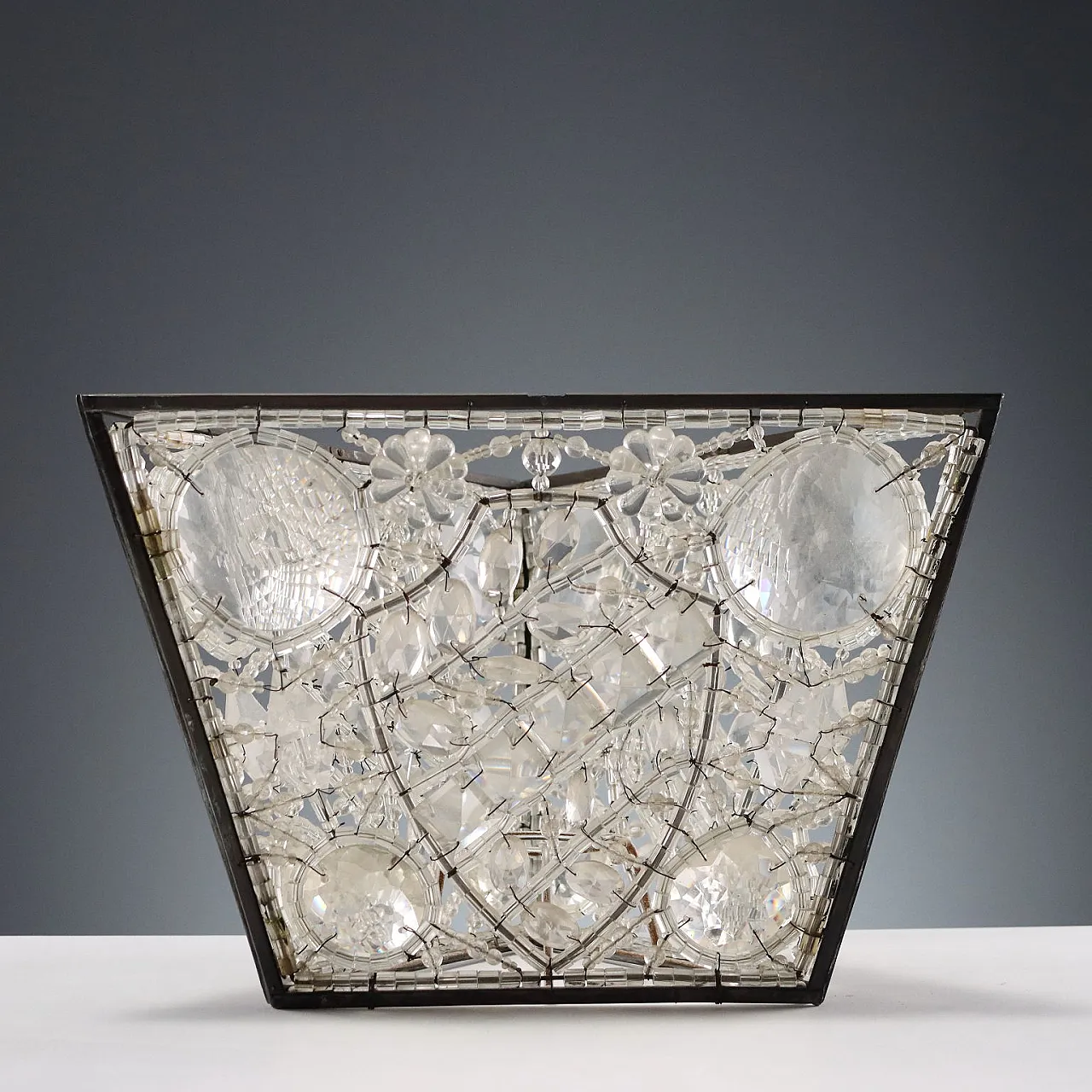 4 Paralumi triedro in vetro di Murano e metallo, '900 4