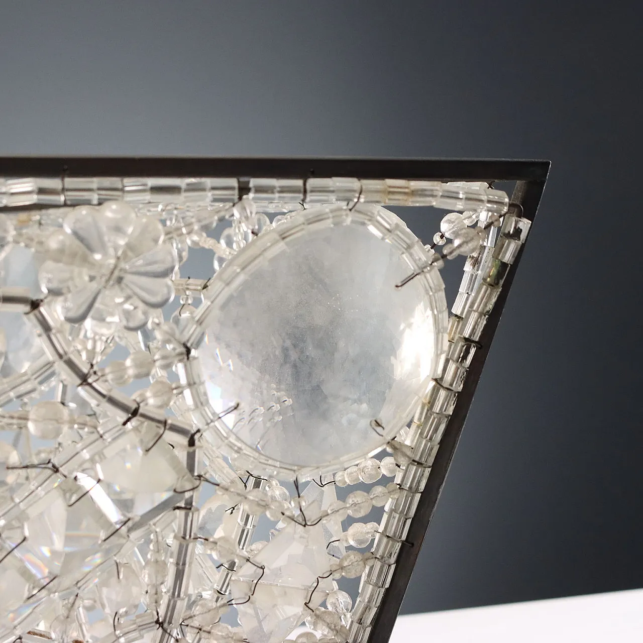 4 Paralumi triedro in vetro di Murano e metallo, '900 5