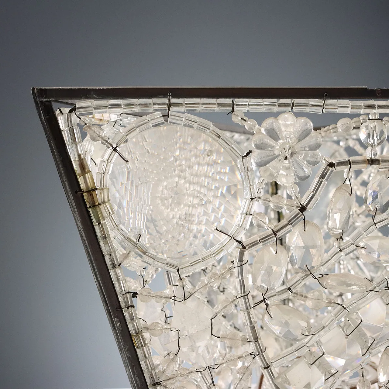 4 Paralumi triedro in vetro di Murano e metallo, '900 6