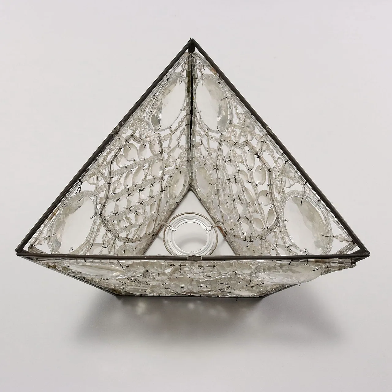 4 Paralumi triedro in vetro di Murano e metallo, '900 8