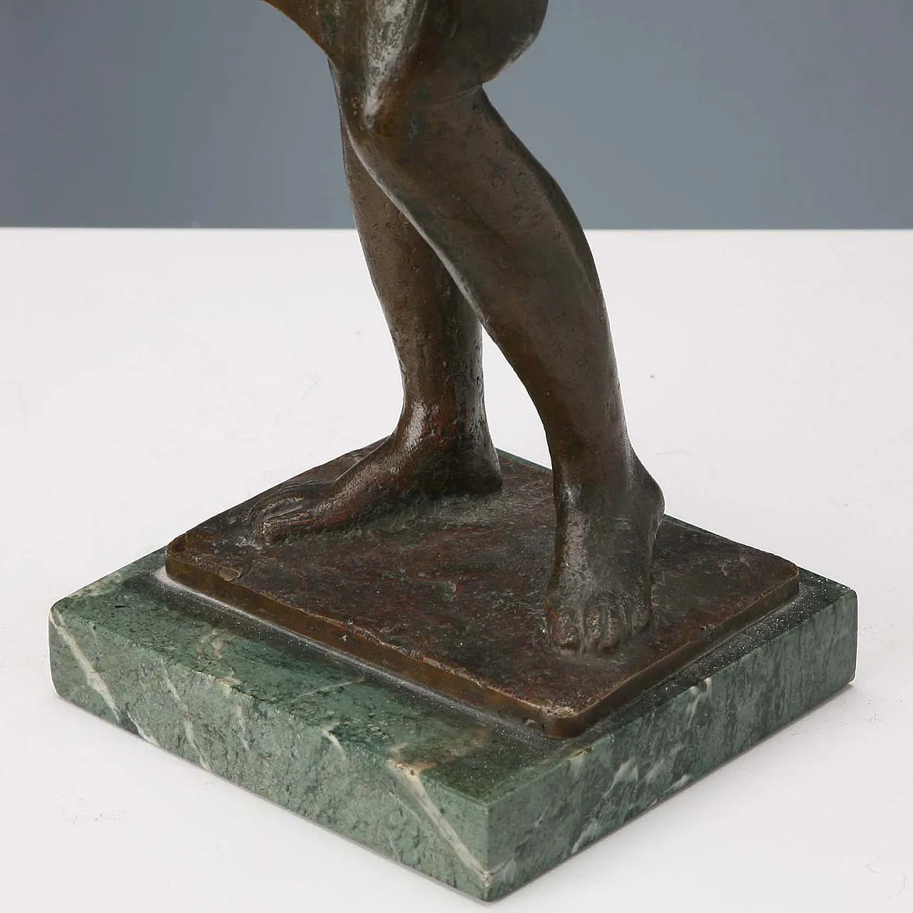 Bronze sculpture on marble base depicting shepherdess, 20th century 5