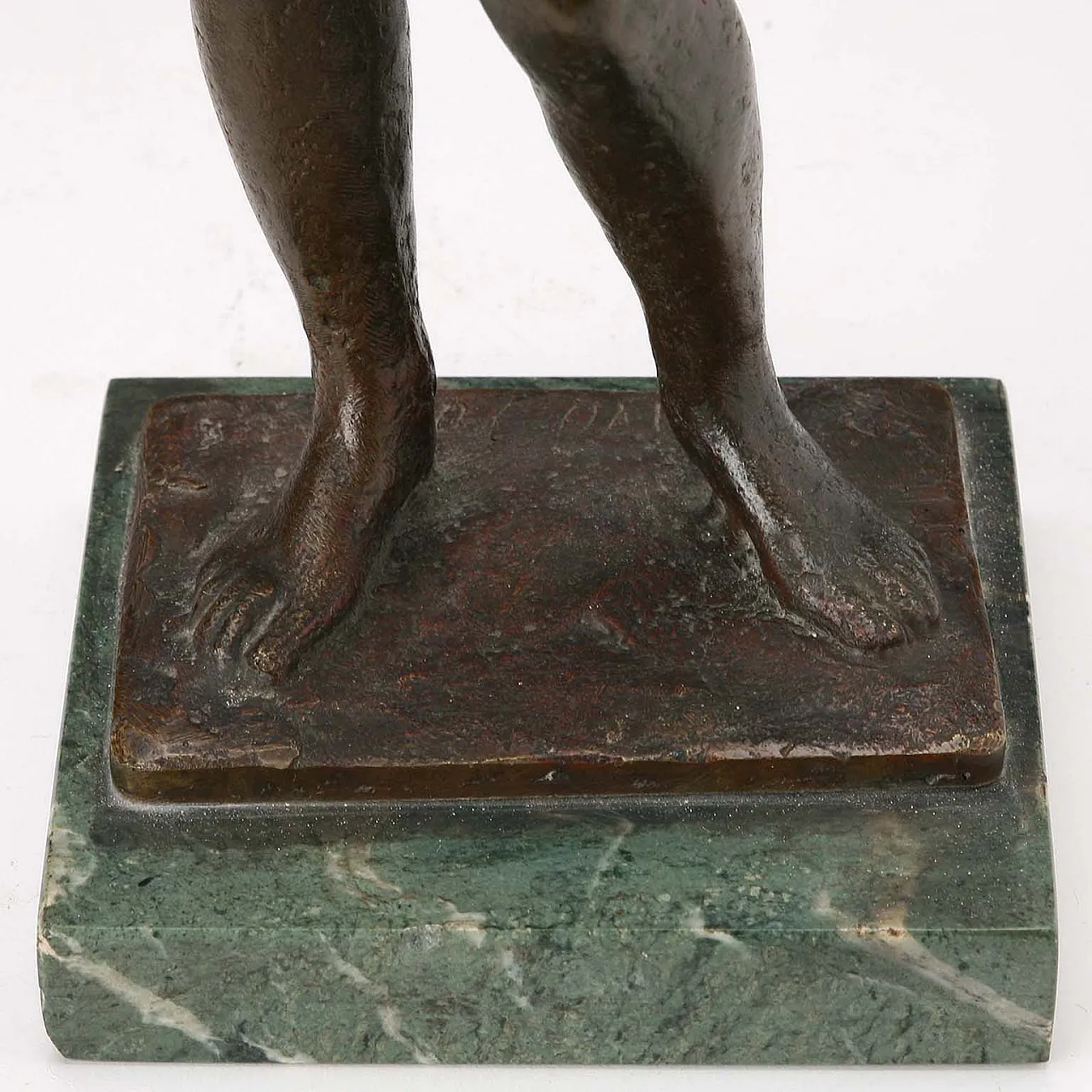 Bronze sculpture on marble base depicting shepherdess, 20th century 8