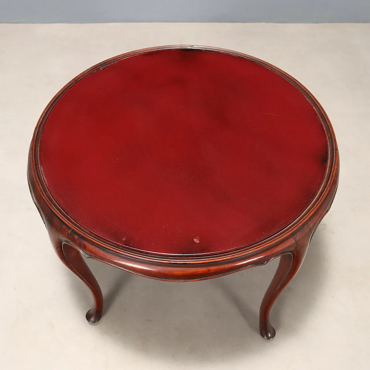 Tavolino in mogano con piano in vetro opalino, primo '900 5