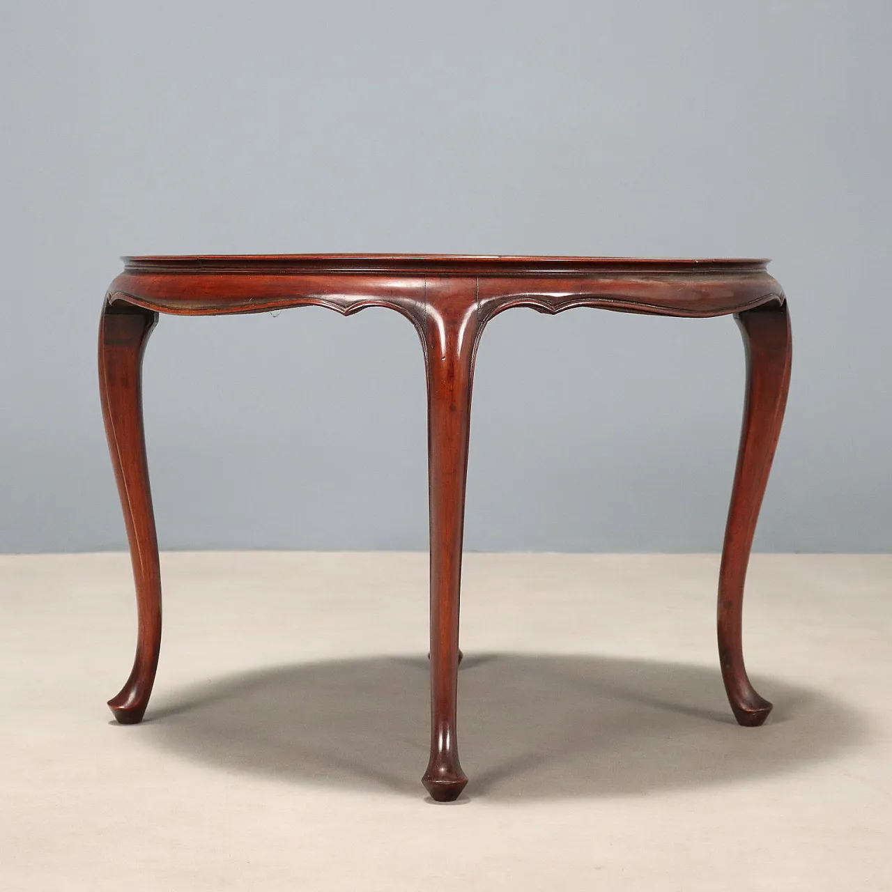 Tavolino in mogano con piano in vetro opalino, primo '900 7