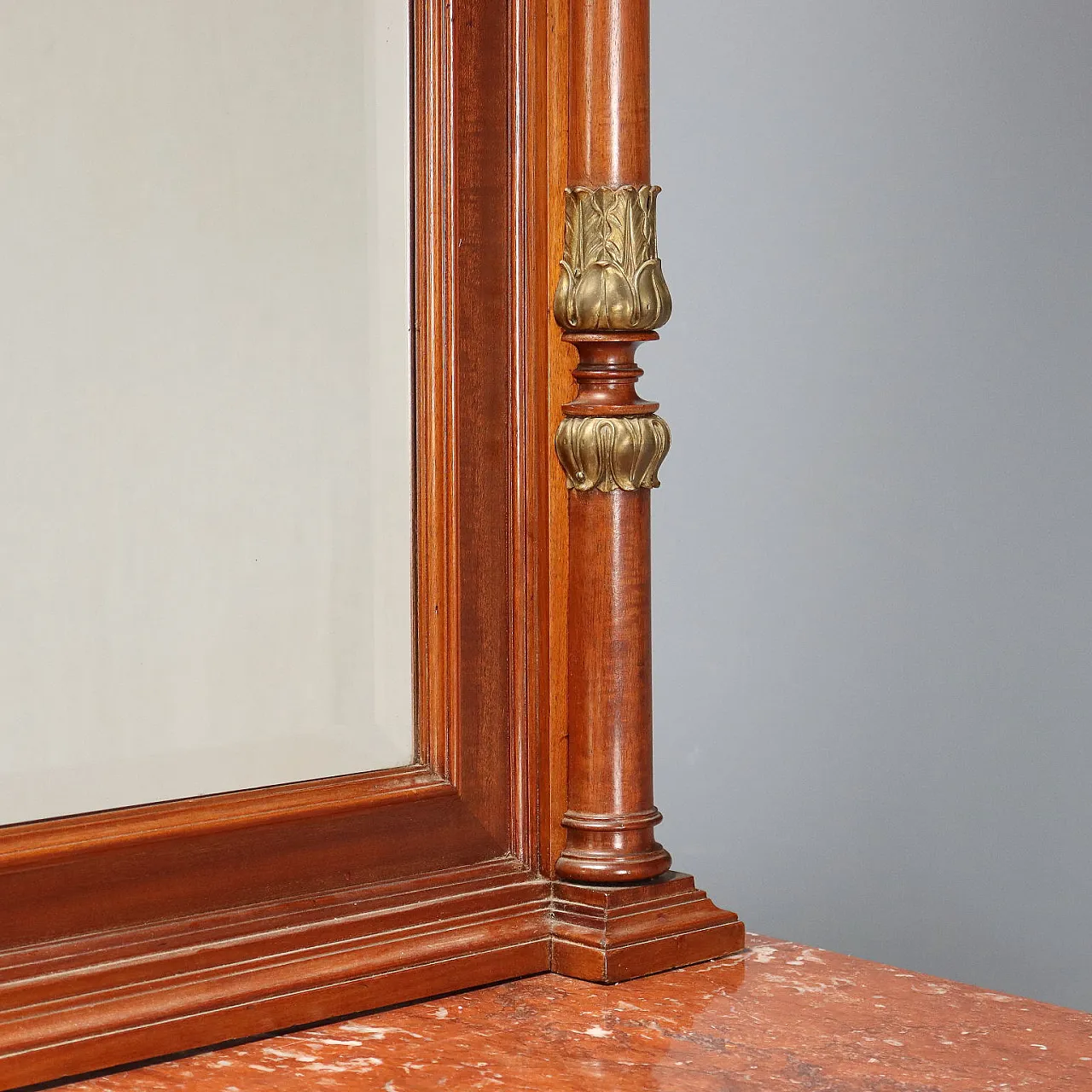 Credenza in mogano con specchio, primo '900 6