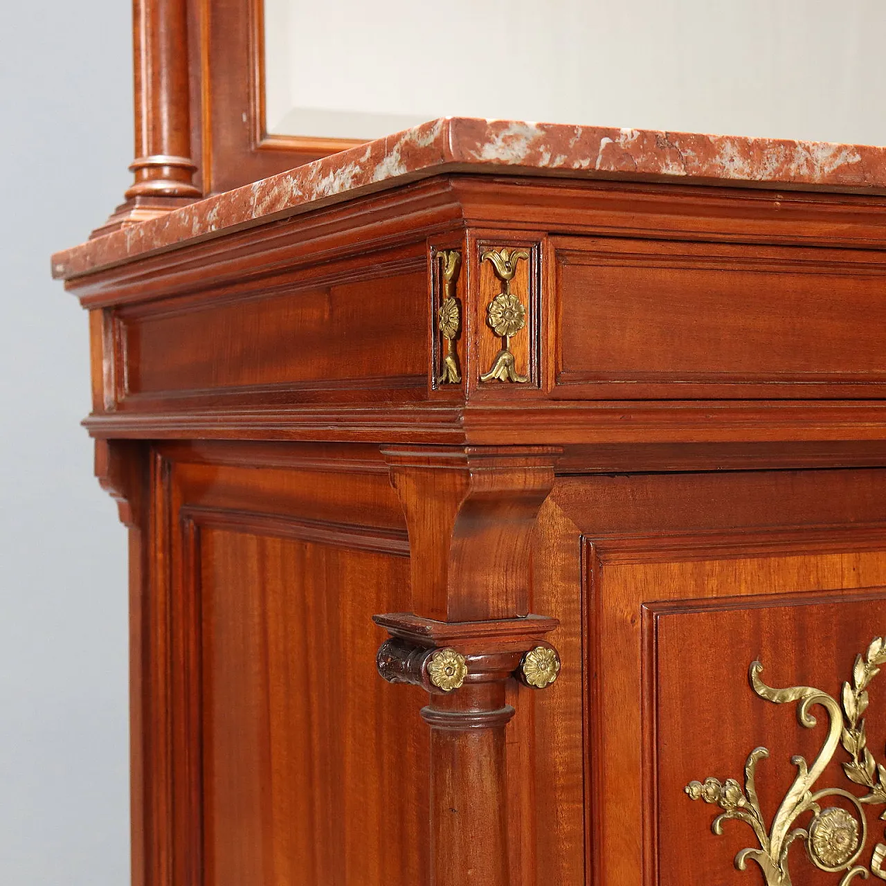 Credenza in mogano con specchio, primo '900 8