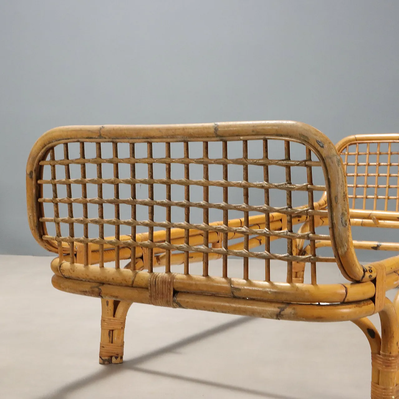 Pair of single beds in bamboo and wicker, 1970s 6