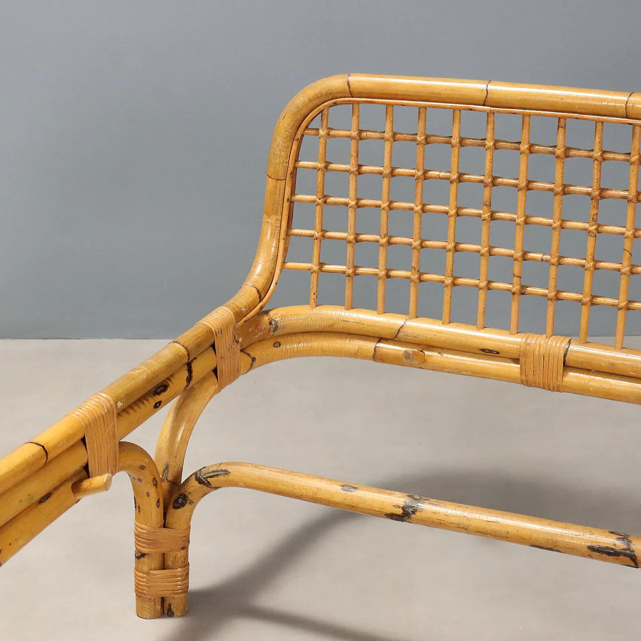 Pair of single beds in bamboo and wicker, 1970s 7