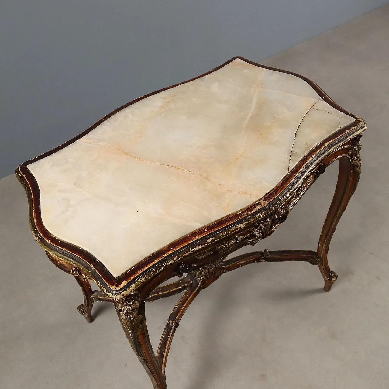 Tavolino in stile tardo barocco con piano in marmo, '900 6