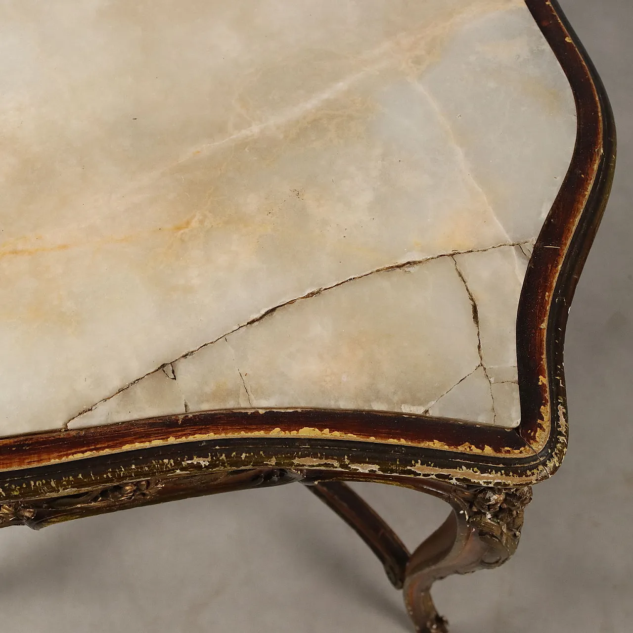 Tavolino in stile tardo barocco con piano in marmo, '900 7