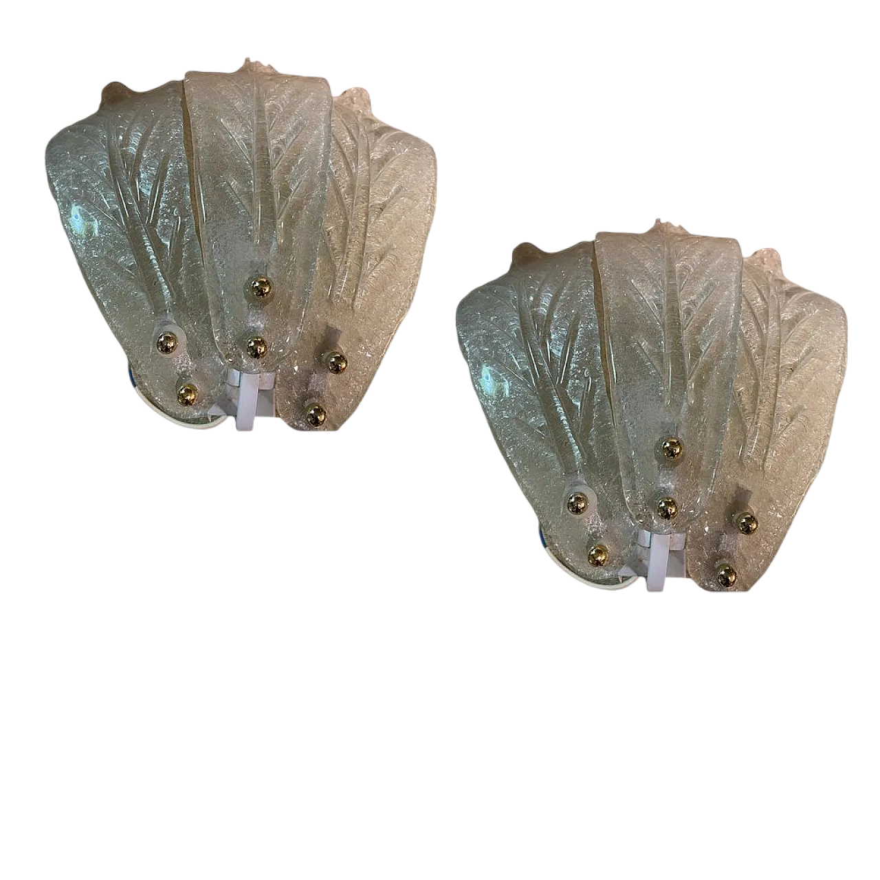 Coppia di applique in vetro di Murano, anni '70 10
