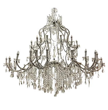 Lampadario in cristallo con 37 luci, anni '50