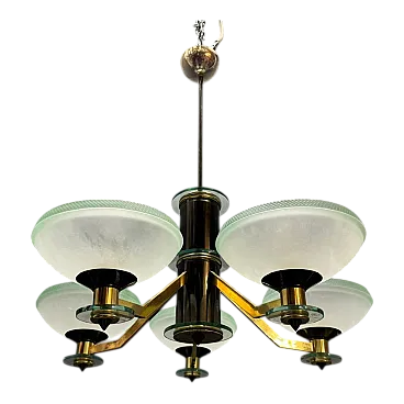 Lampadario Art Déco in vetro di Murano, anni '60