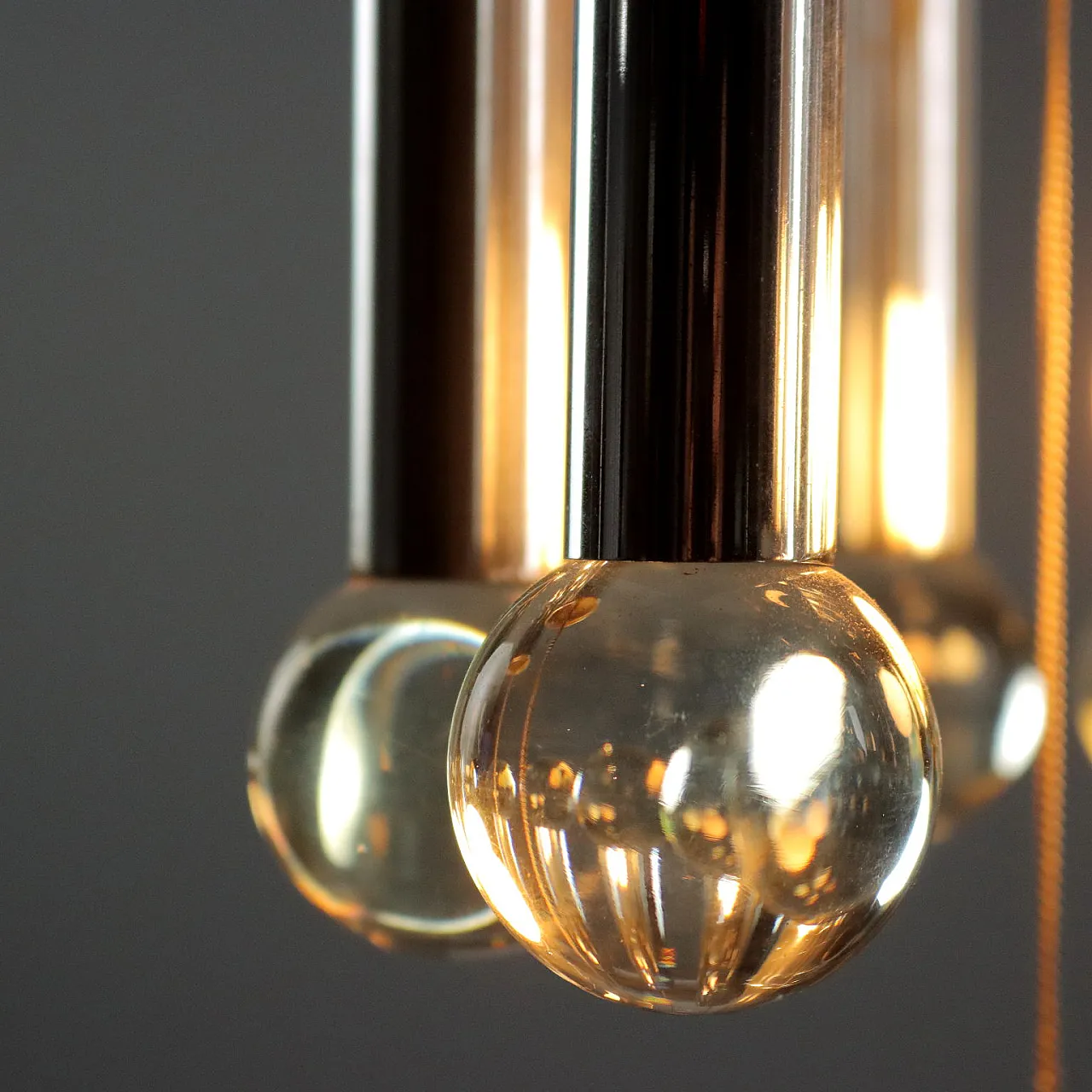 Chandelier in chromed metal and glass, 1960s 6