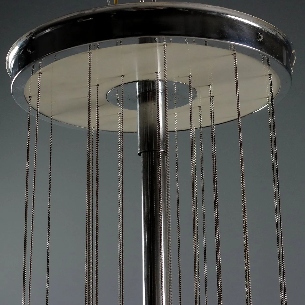 Chandelier in chromed metal and glass, 1960s 9